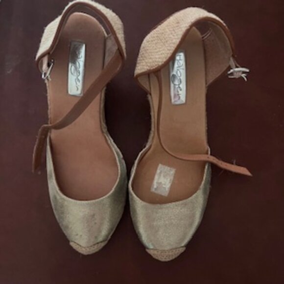 Halogen Leather Espadrille Wedge Heel Ankle Strap Sandals Size 6.5 - Picture 1 of 6